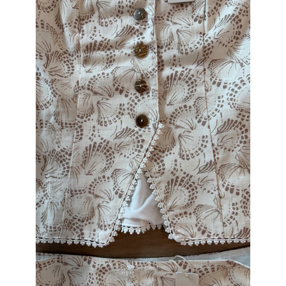Altar'd State Seashell Print Vest and Mini Skirt Set White Tan NWT XS S - Picture 5 of 8